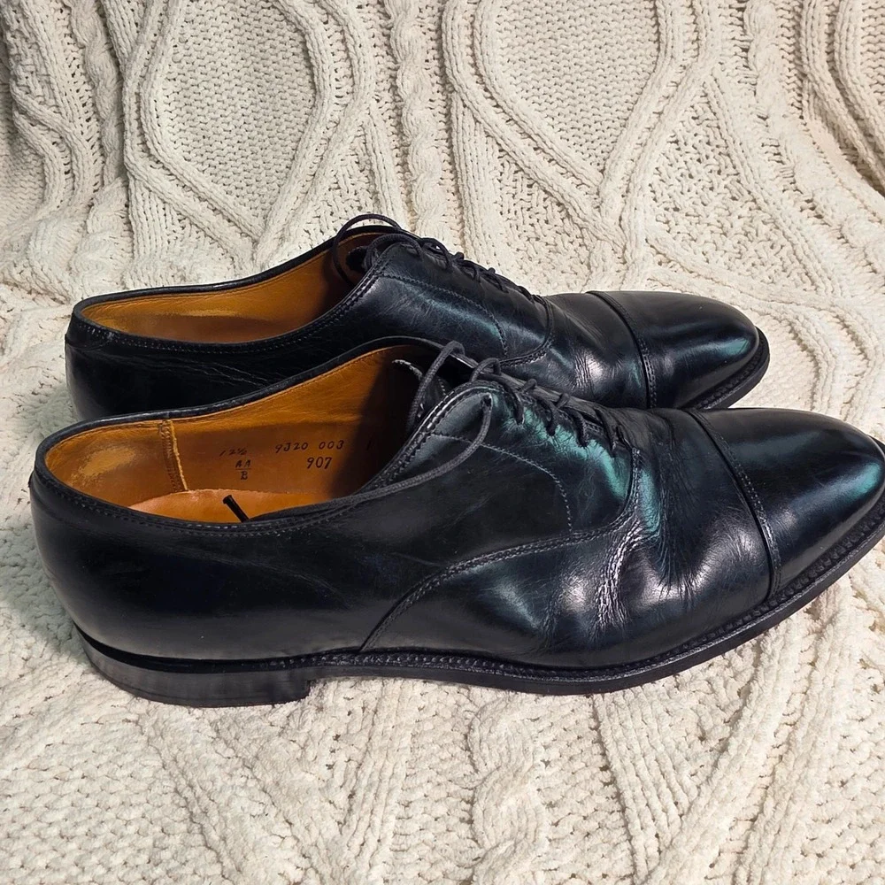 ALDEN 907 12.5 AA / B Black Calfskin Cap Toe‎ Straight Tip Balmoral Oxford Shoes